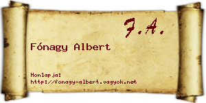 Fónagy Albert névjegykártya